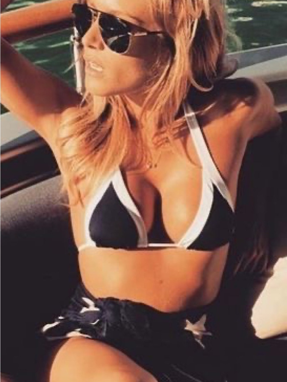 Seafolly Navy & White Bikini Set: Block Party Slide Triangle Bikini Top & Bottom